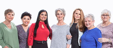 Women standing arm in arm with the words "Is Oncotype DX right for you? Find out if you should be tested.